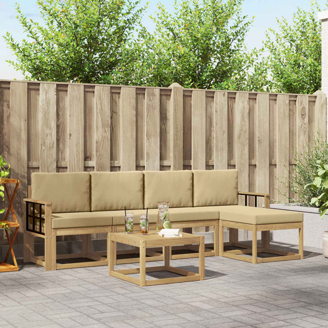 Udendørs sofagruppe med pude 6 pcs Hvid og Beige