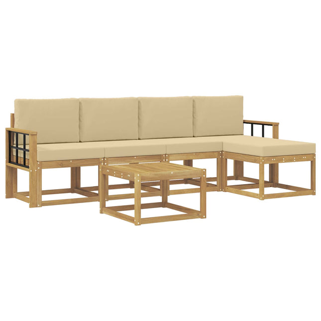 Udendørs sofagruppe med pude 6 pcs Hvid og Beige