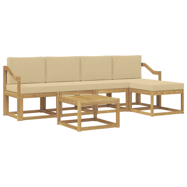 Udendørs sofagruppe med pude 6 pcs Hvid og Beige