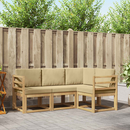 Udendørs sofagruppe med pude 4 pcs Hvid og Beige