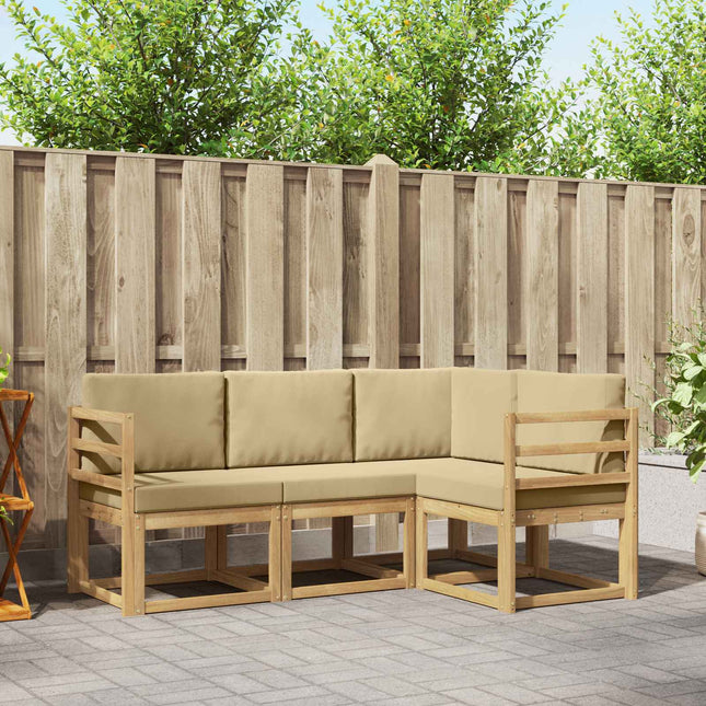 Udendørs sofagruppe med pude 4 pcs Hvid og Beige