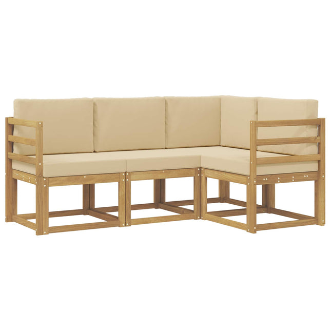 Udendørs sofagruppe med pude 4 pcs Hvid og Beige