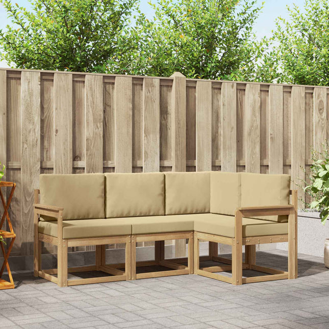 Udendørs sofagruppe med pude 4 pcs Hvid og Beige