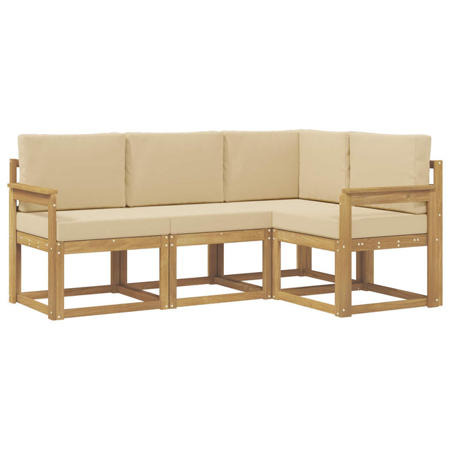Udendørs sofagruppe med pude 4 pcs Hvid og Beige
