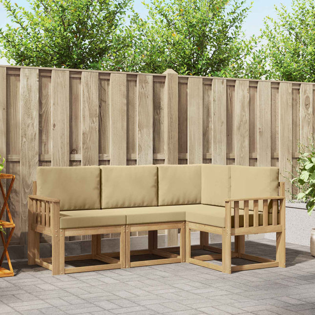 Udendørs sofagruppe med pude 4 pcs Hvid og Beige