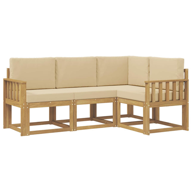 Udendørs sofagruppe med pude 4 pcs Hvid og Beige
