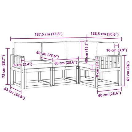Udendørs sofagruppe med pude 4 pcs Hvid og Beige