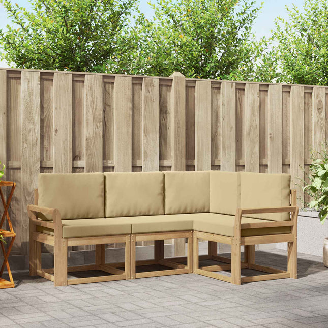 Udendørs sofagruppe med pude 4 pcs Hvid og Beige