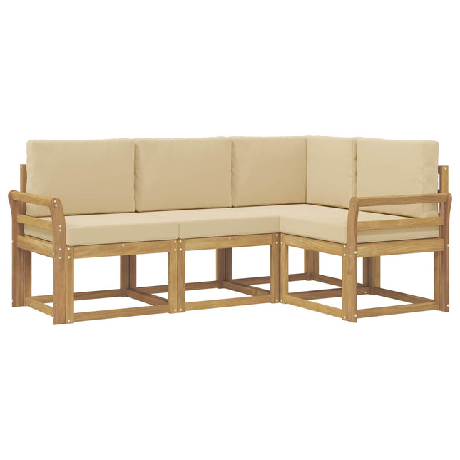 Udendørs sofagruppe med pude 4 pcs Hvid og Beige