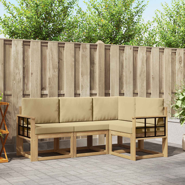 Udendørs sofagruppe med pude 4 pcs Hvid og Beige