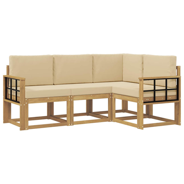 Udendørs sofagruppe med pude 4 pcs Hvid og Beige