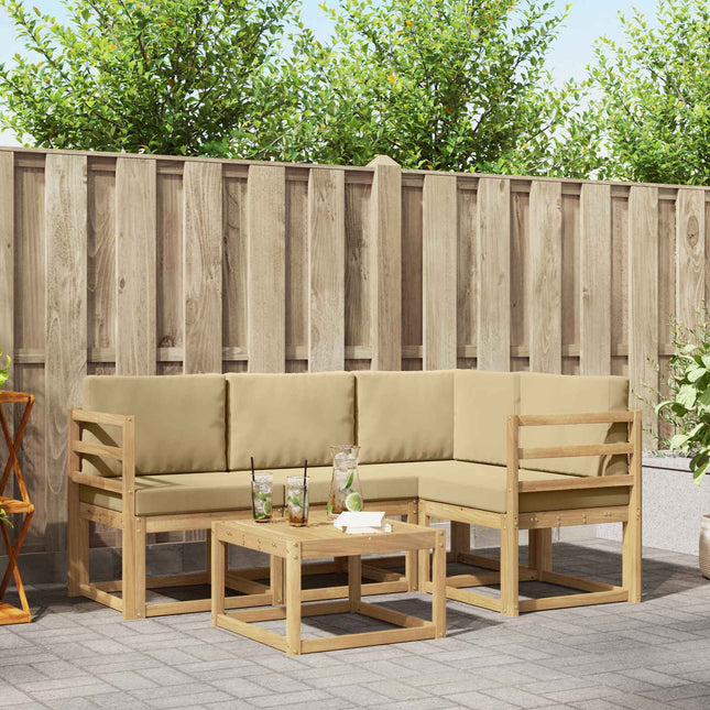 Udendørs sofagruppe med pude 5 pcs Hvid og Beige