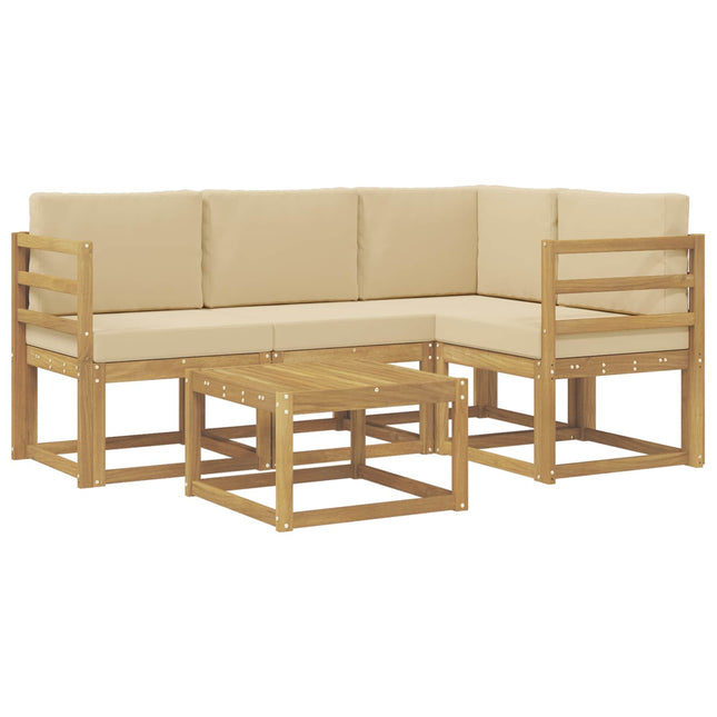Udendørs sofagruppe med pude 5 pcs Hvid og Beige