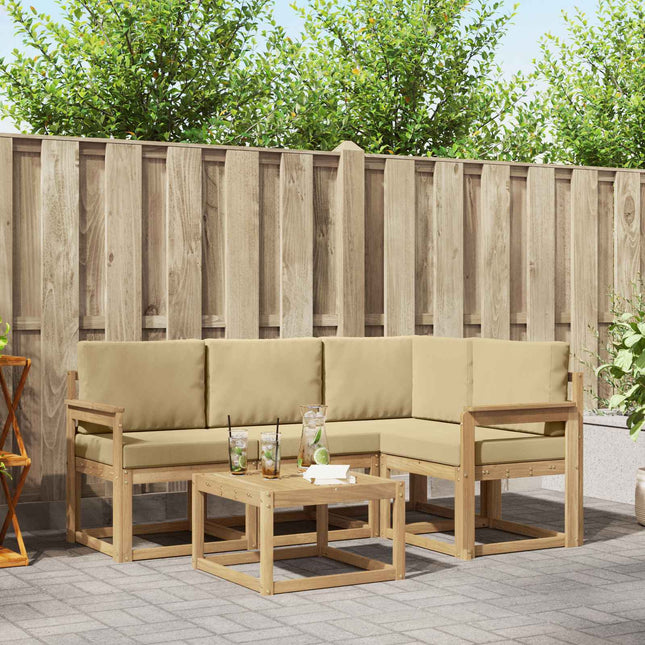 Udendørs sofagruppe med pude 5 pcs Hvid og Beige