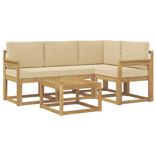 Udendørs sofagruppe med pude 5 pcs Hvid og Beige
