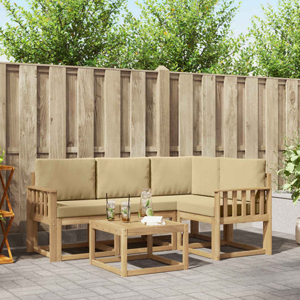 Udendørs sofagruppe med pude 5 pcs Hvid og Beige