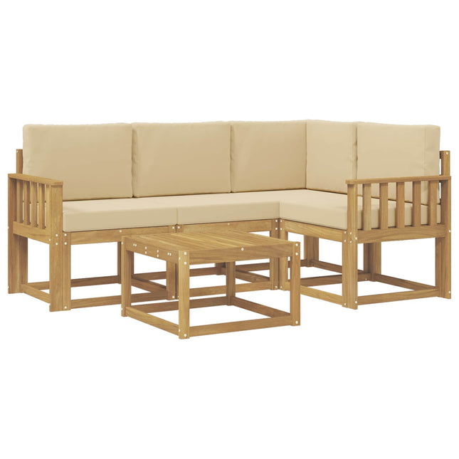Udendørs sofagruppe med pude 5 pcs Hvid og Beige