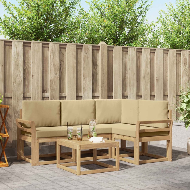 Udendørs sofagruppe med pude 5 pcs Hvid og Beige