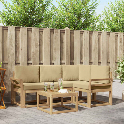 Udendørs sofagruppe med pude 5 pcs Hvid og Beige