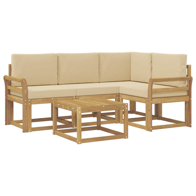 Udendørs sofagruppe med pude 5 pcs Hvid og Beige