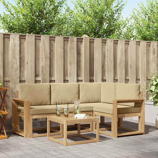 Udendørs sofagruppe med pude 5 pcs Hvid og Beige