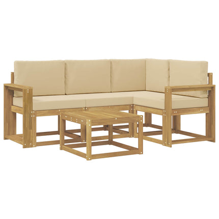 Udendørs sofagruppe med pude 5 pcs Hvid og Beige