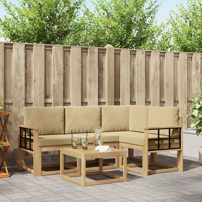 Udendørs sofagruppe med pude 5 pcs Hvid og Beige