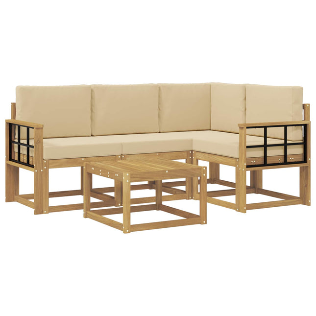 Udendørs sofagruppe med pude 5 pcs Hvid og Beige
