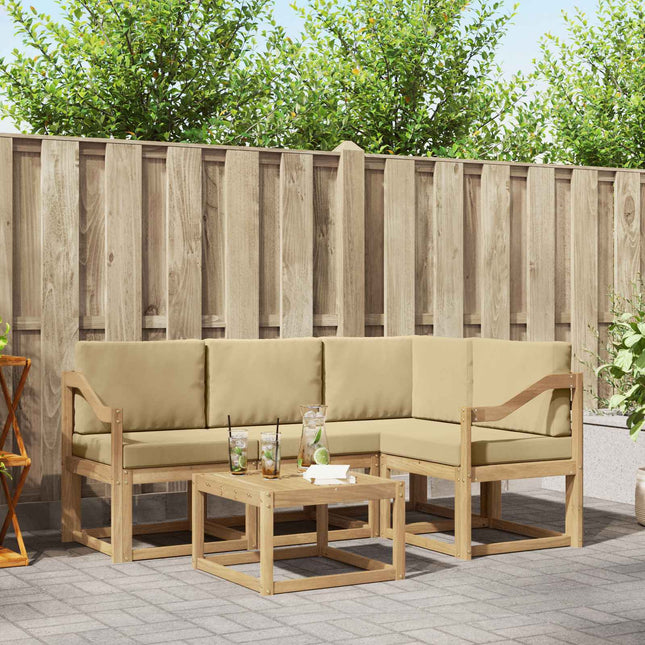 Udendørs sofagruppe med pude 5 pcs Hvid og Beige