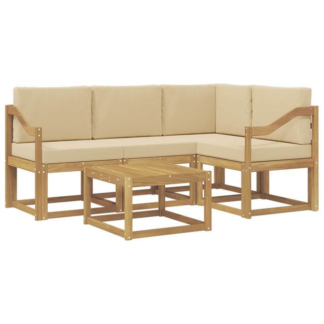 Udendørs sofagruppe med pude 5 pcs Hvid og Beige