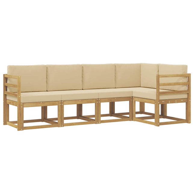 Udendørs sofagruppe med pude 5 pcs Hvid og Beige