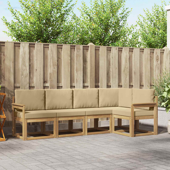 Udendørs sofagruppe med pude 5 pcs Hvid og Beige