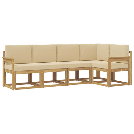 Udendørs sofagruppe med pude 5 pcs Hvid og Beige