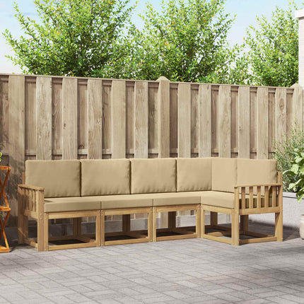 Udendørs sofagruppe med pude 5 pcs Hvid og Beige