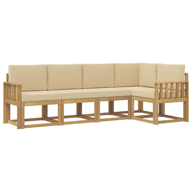 Udendørs sofagruppe med pude 5 pcs Hvid og Beige