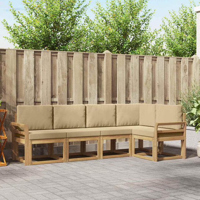 Udendørs sofagruppe med pude 5 pcs Hvid og Beige