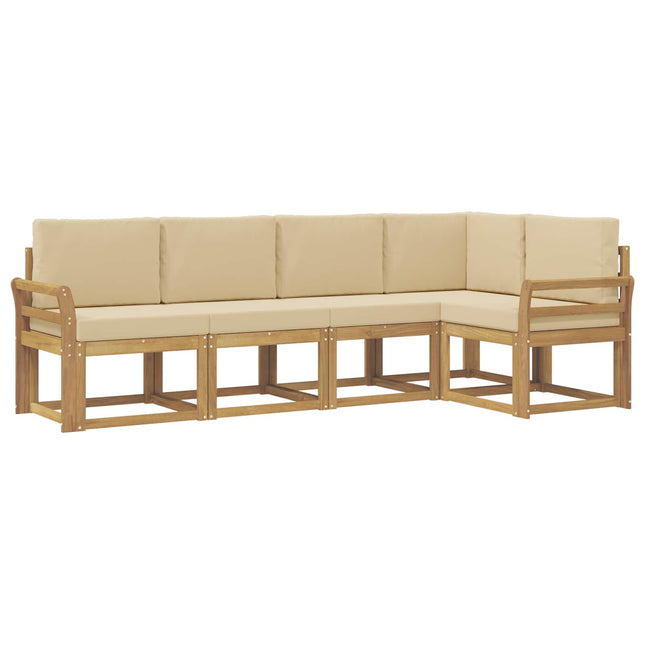 Udendørs sofagruppe med pude 5 pcs Hvid og Beige