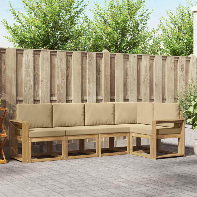 Udendørs sofagruppe med pude 5 pcs Hvid og Beige