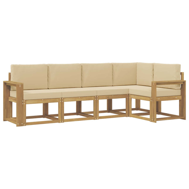Udendørs sofagruppe med pude 5 pcs Hvid og Beige
