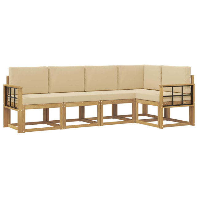 Udendørs sofagruppe med pude 5 pcs Hvid og Beige