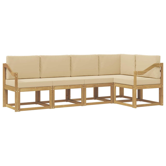 Udendørs sofagruppe med pude 5 pcs Hvid og Beige