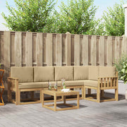 Udendørs sofagruppe 6 pcs Hvid og Beige Massivt Akacietræ