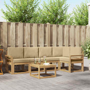 Udendørs sofagruppe 6 pcs Hvid og Beige Massivt Akacietræ
