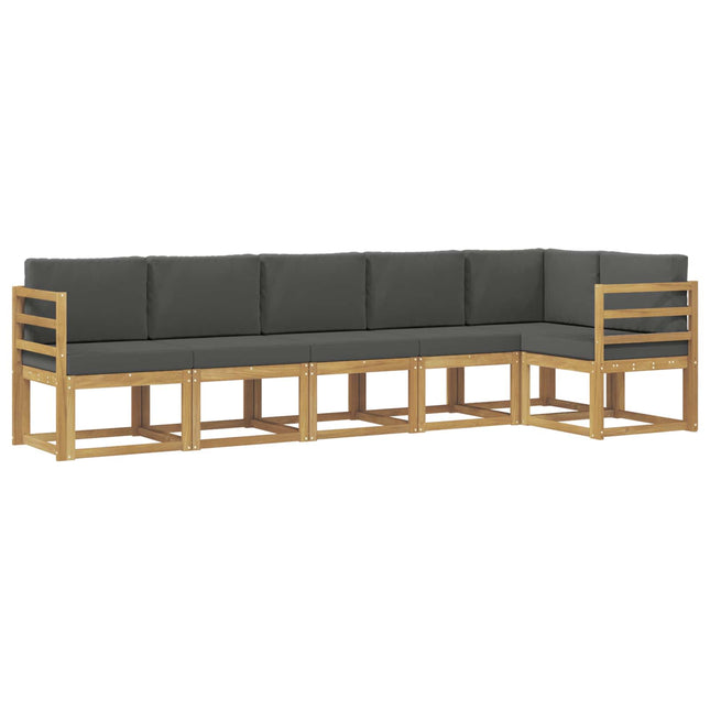 Udendørs sofagruppe med pude 6 pcs Hvid og antracit Polyester
