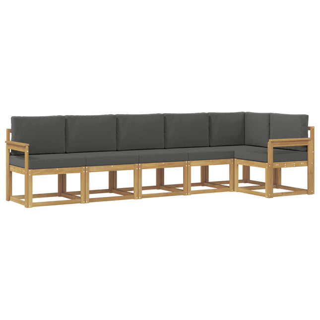 Udendørs sofagruppe med pude 6 pcs Hvid og antracit Polyester