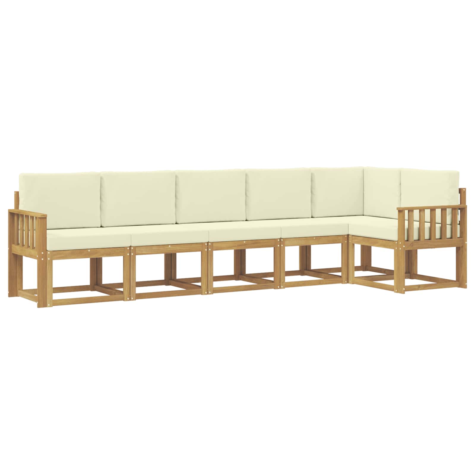 Udendørs sofagruppe 6 pcs Hvid og cremefarvet Polyester