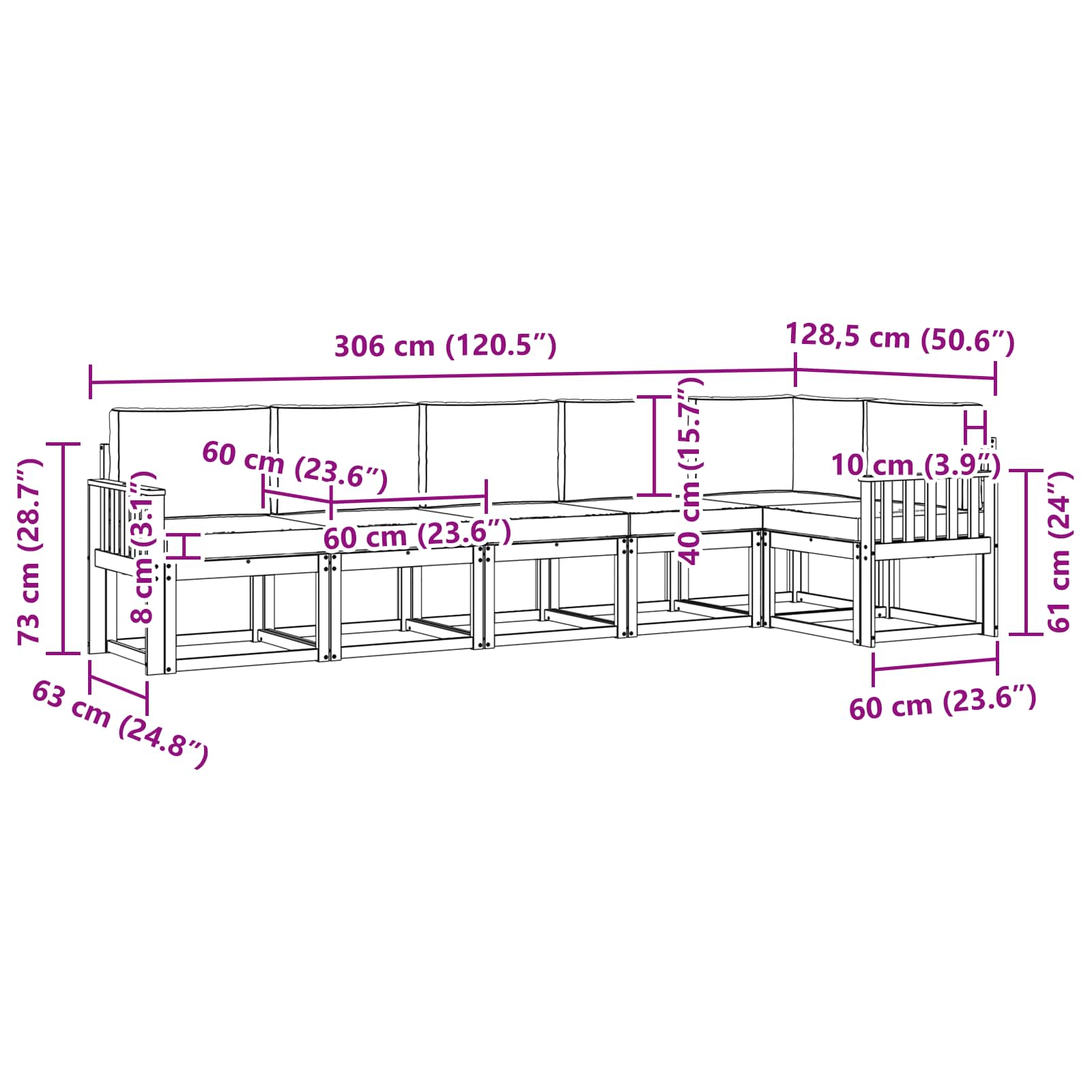 Udendørs sofagruppe 6 pcs Hvid og cremefarvet Polyester