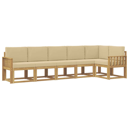 Udendørs sofagruppe med pude 6 pcs Hvid og Beige Polyester