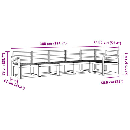 Udendørs sofagruppe 6 pcs Hvid Massivt Akacietræ