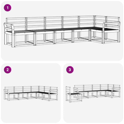 Udendørs sofagruppe 6 pcs Hvid Massivt Akacietræ